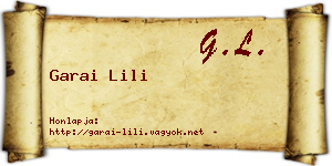 Garai Lili névjegykártya